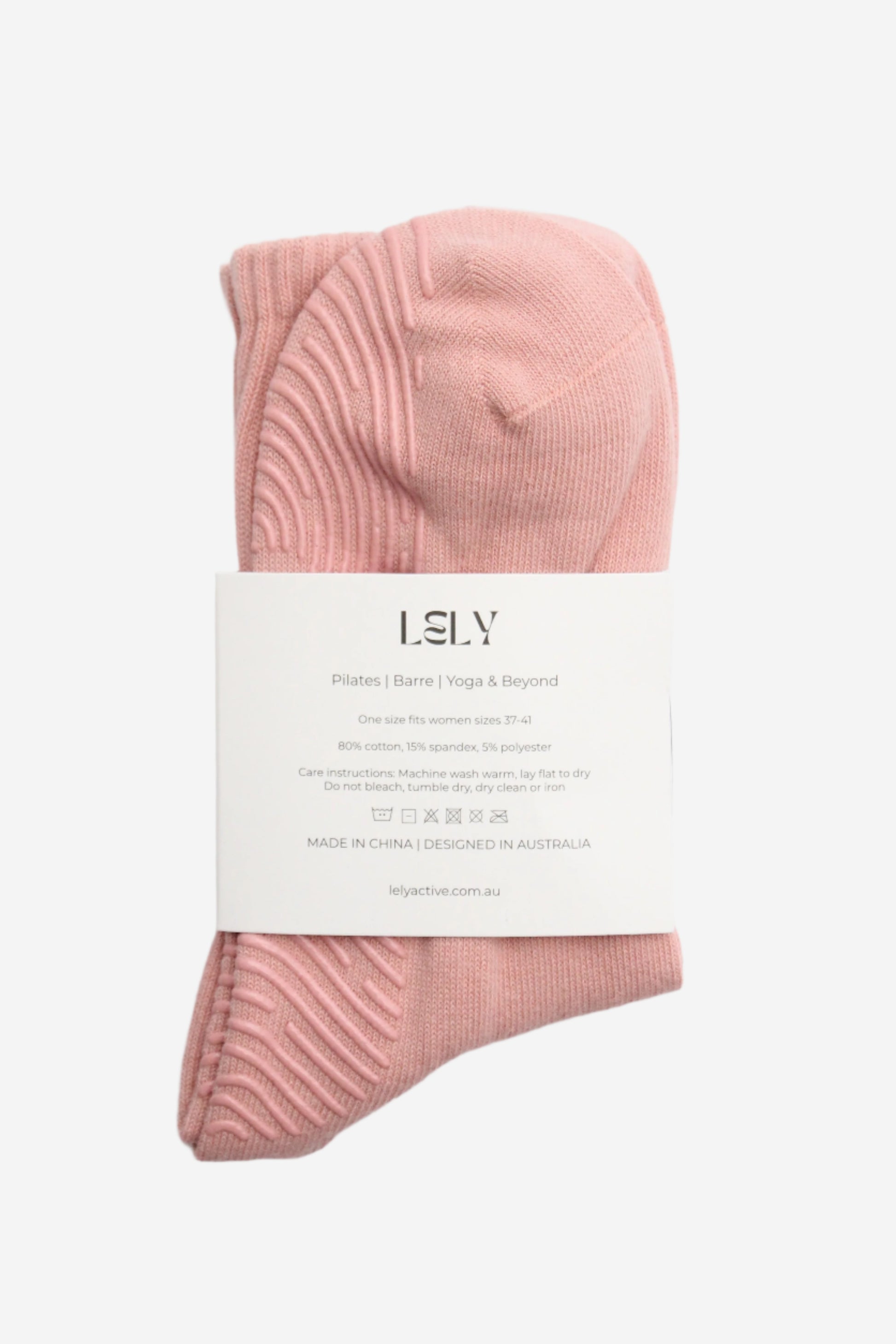 Pink sock with a label