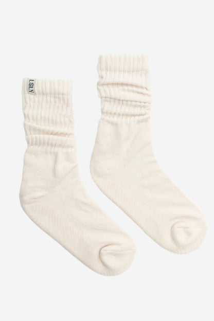 Pair of cream slouch knit socks 